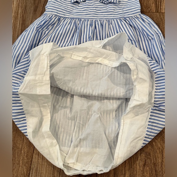 Janie and Jack Girls 6 Blue and White Striped Bow Summer Dress - Picture 4 of 7